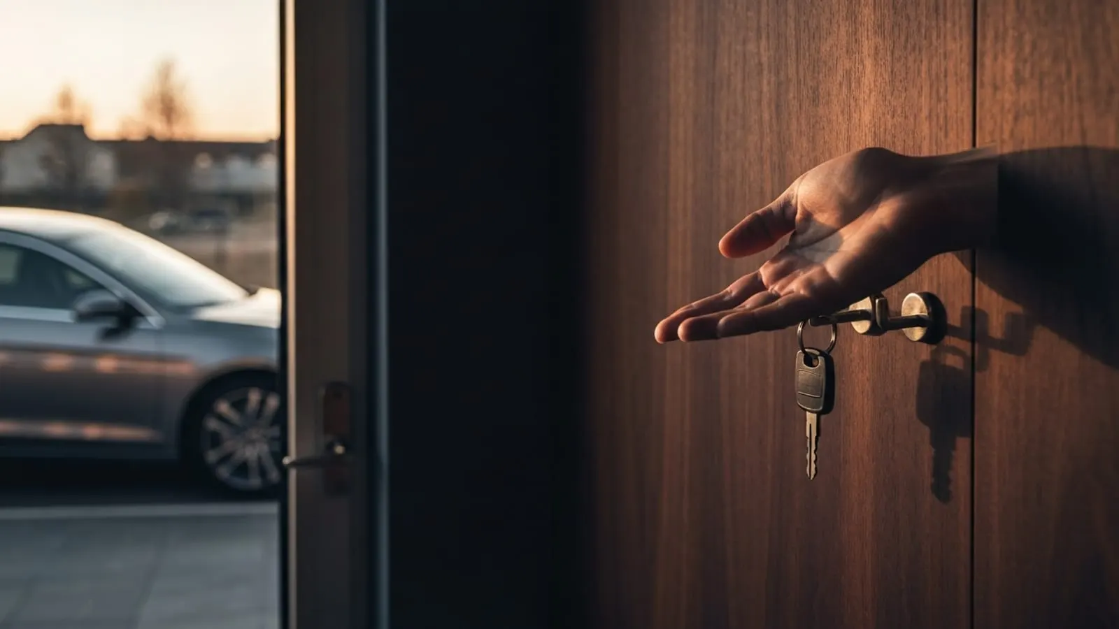 An empty key hook on a wall with a missing car key — the moment you realize the keys are gone